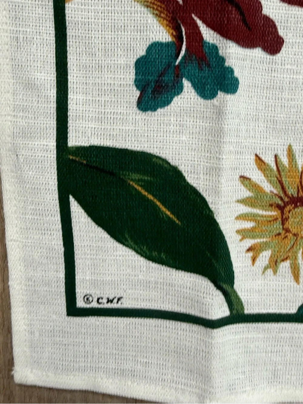 Colonial Williamsburg Floral Magnolia White & Green Botanical Tea Kitchen Towel